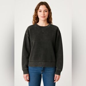 Black Vintage-Wash Vinyl Icons Crewneck Sweatshirt – Size Small